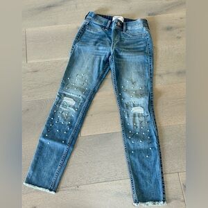 Abercrombie Kids Blue Pearl Embellished Denim Jeggings